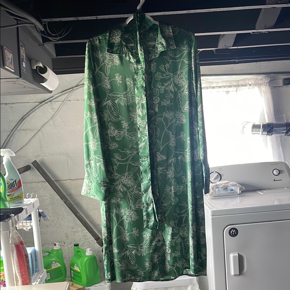 Green Floral Button-Up Dress
